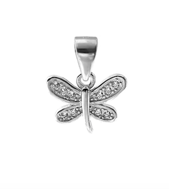 Kali Ma Alianna Small Sparkly Pave Dragonfly Necklace - Sterling 925 Silver