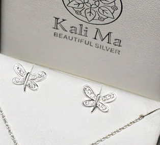 Kali Ma Alianna Small Sparkly Pave Dragonfly Stud Earrings - Sterling 925 Silver