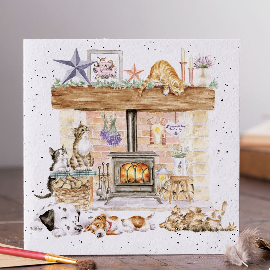 'Theres No Place Like Home' Cat & Dog Blank Card - Wrendale Designs