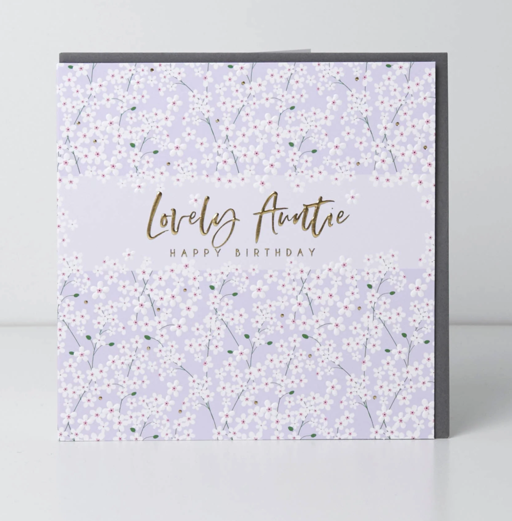 Belly Button Lovely Auntie Daisy Floral Lilac Card