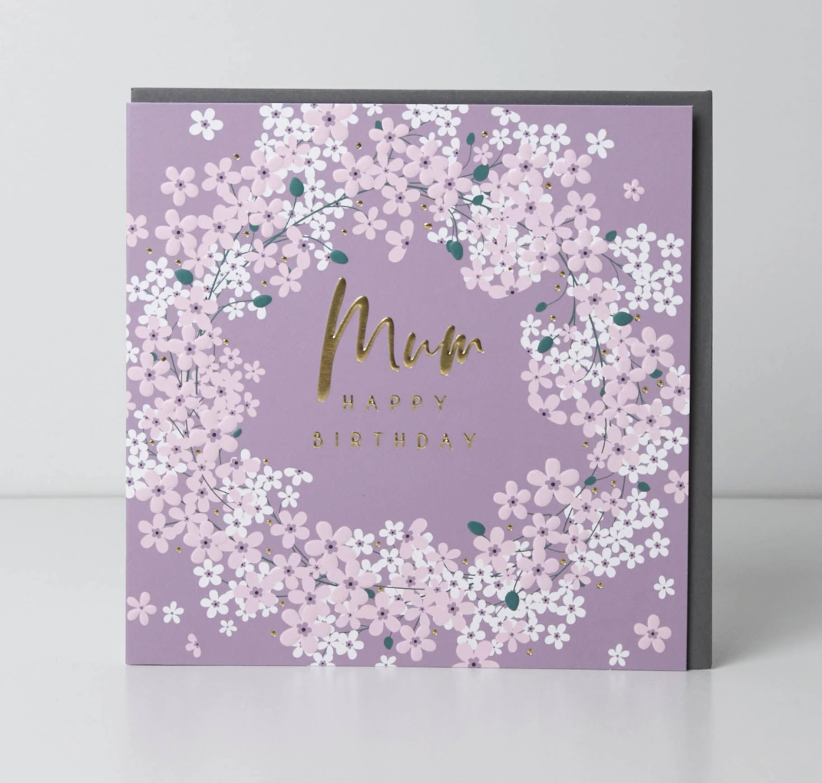 Belly Button Mum Birthday Daisy Floral Wreath Purple Card
