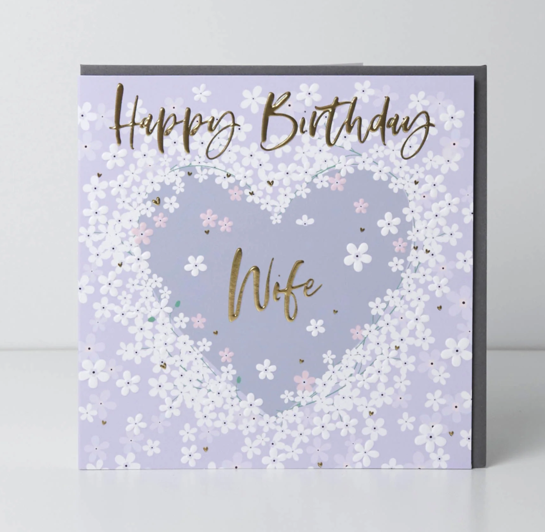 Belly Button Wife Birthday Daisy Floral Heart Lilac Card