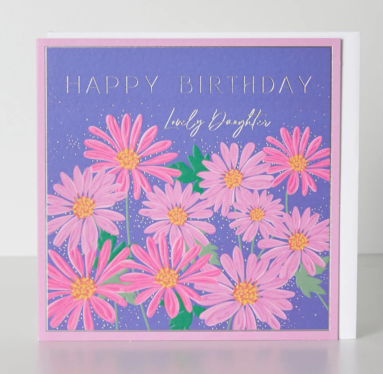 Belly Button Lovely Daughter Bold Florals Pink & Purple Birthday Card