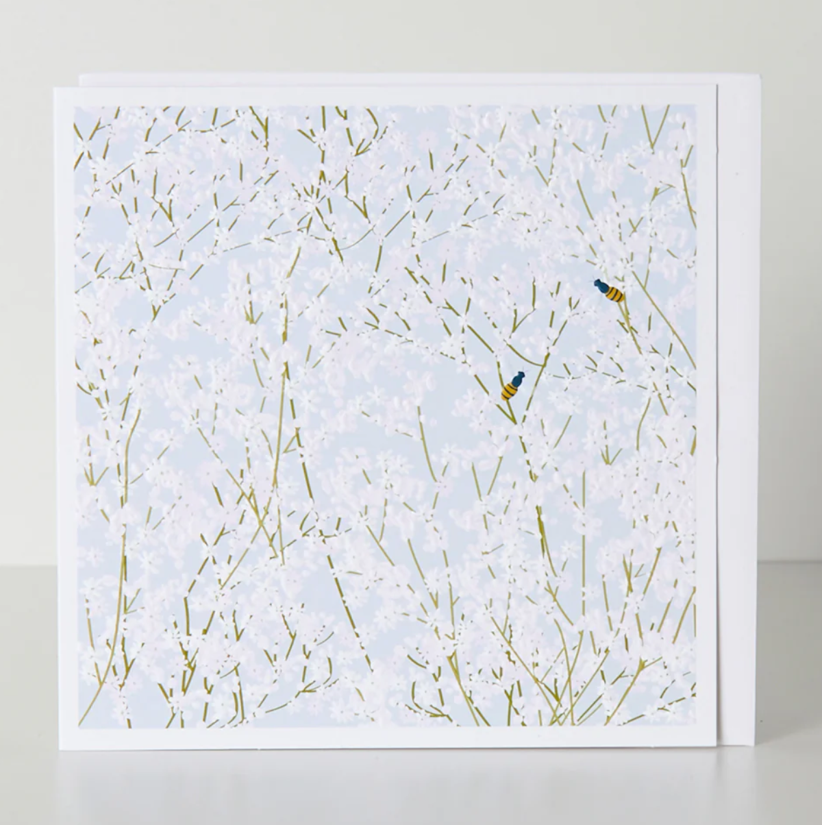 Belly Button Gypsum Floral & Bees Blank Card