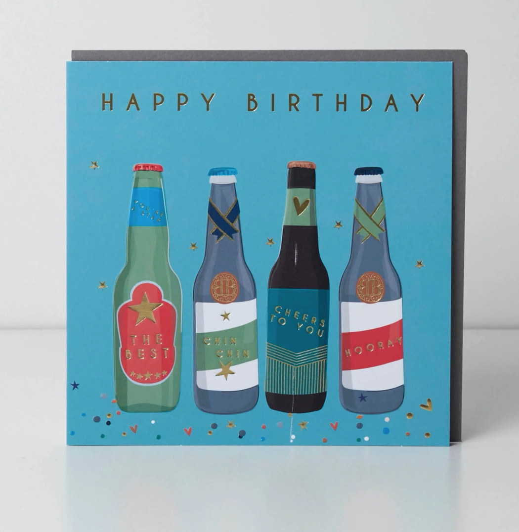 Belly Button Happy Birthday Beers Blue Card