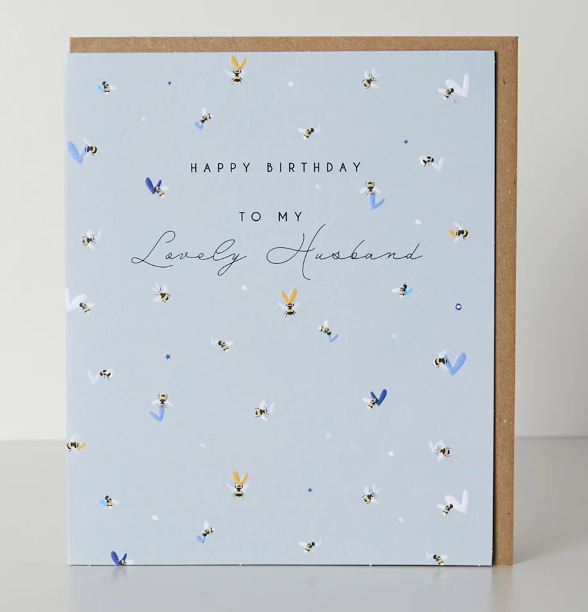 Belly Button Happy Birthday Lovely Husband Ditsy Bee & Hearts Card