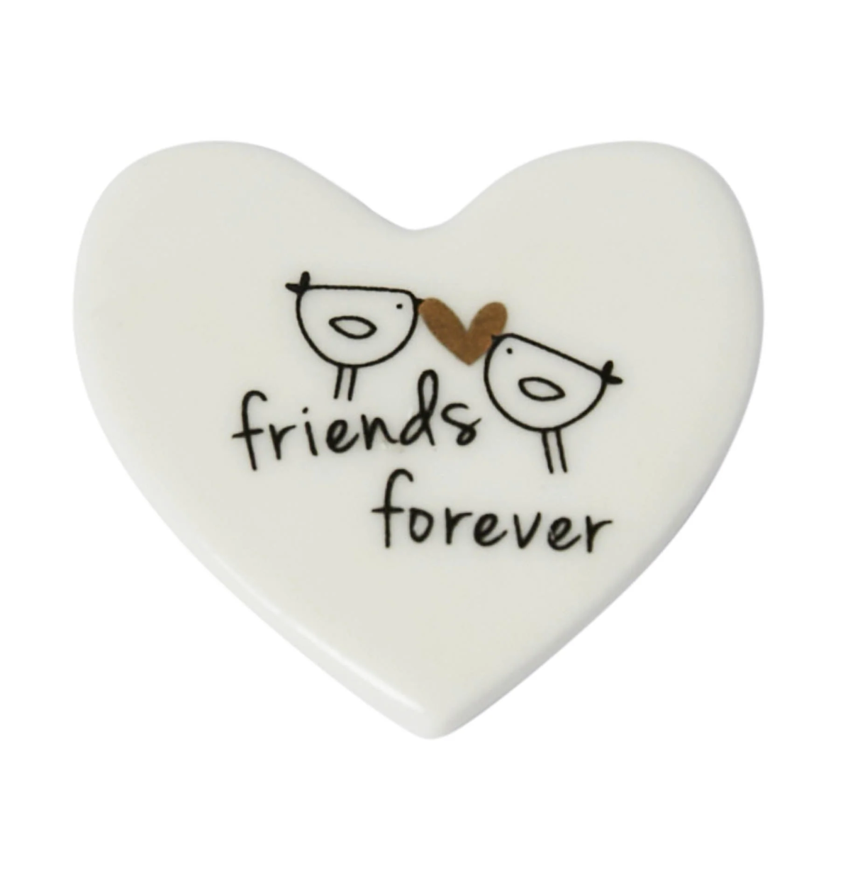 Signature Porcelain Slim Heart Mini Token -Friends Forever - Belly Button