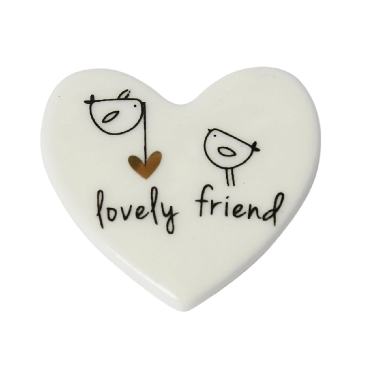 Signature Porcelain Slim Heart Mini Token - Lovely Friend - Belly Button