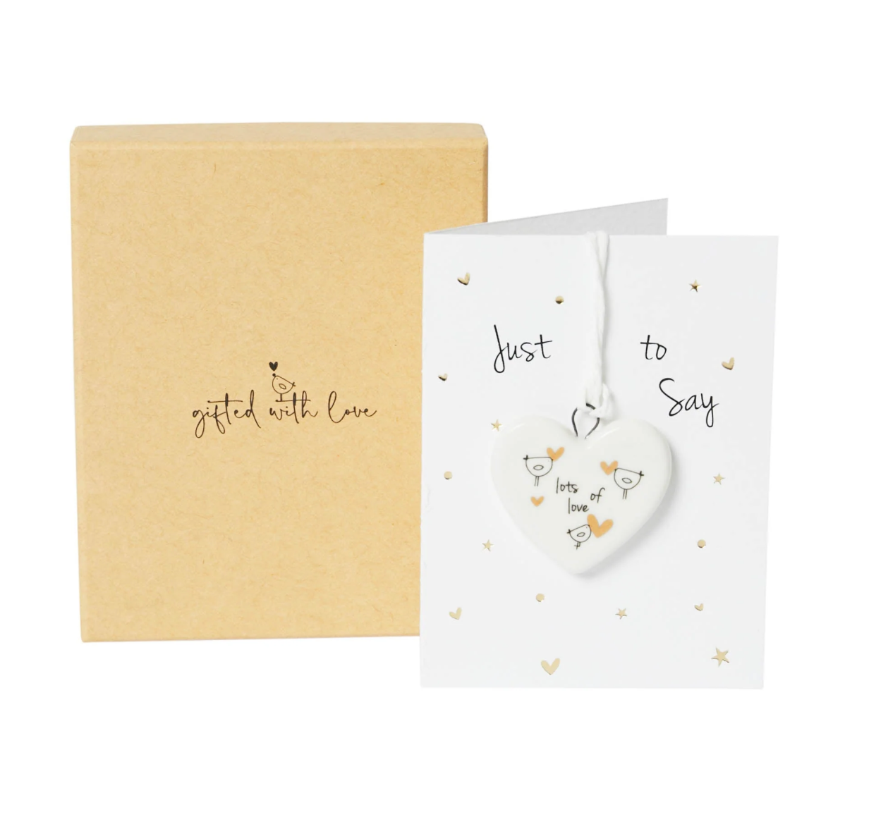 Signature Boxed Mini Porcelain Decoration on Card - Lots of Love - Belly Button