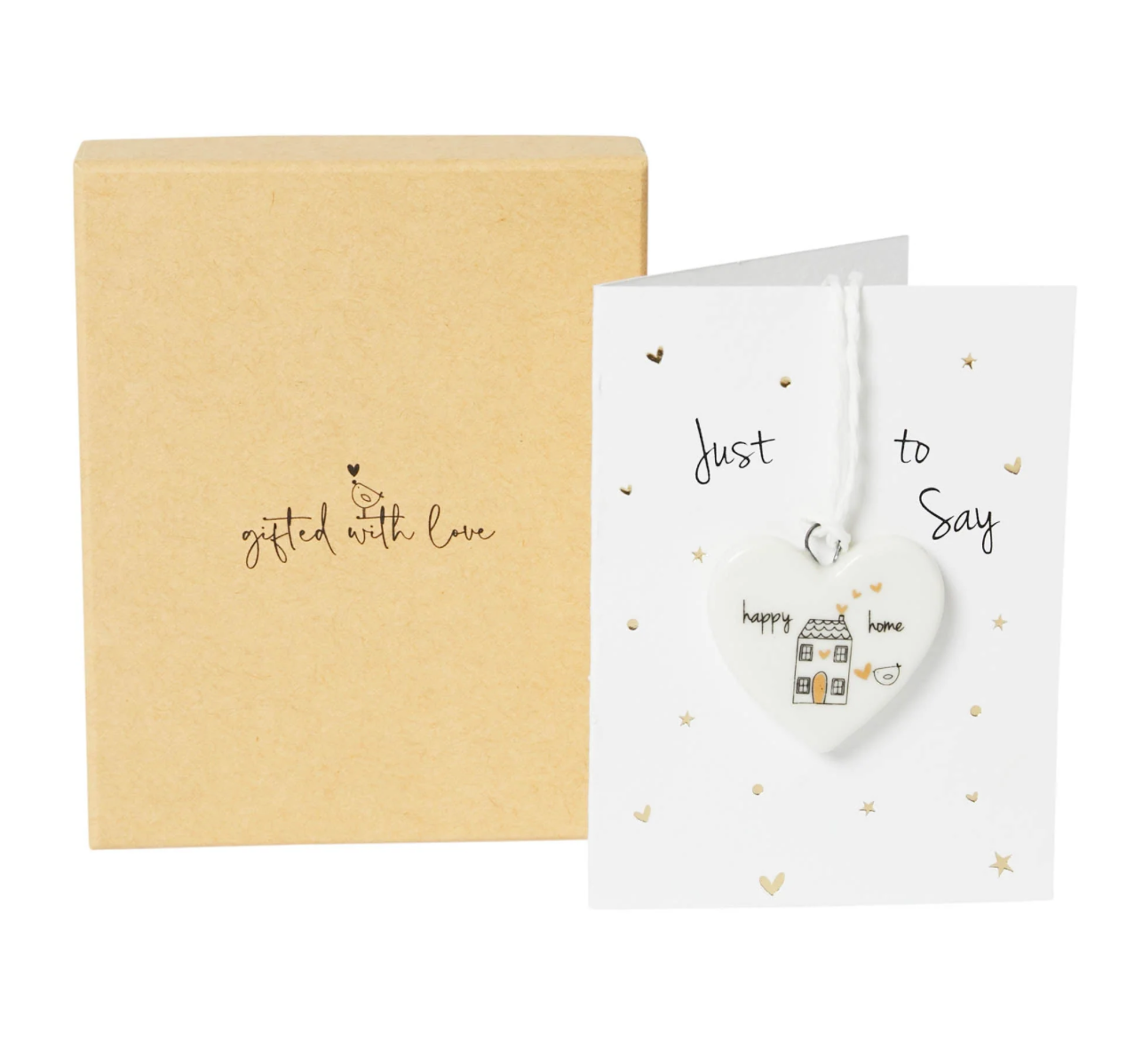Signature Boxed Mini Porcelain Decoration on Card - Happy Home - Belly Button