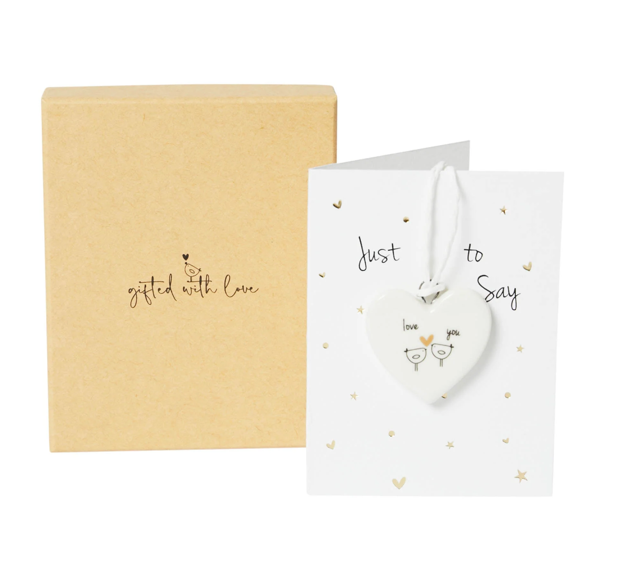Signature Boxed Mini Porcelain Decoration on Card - Love You - Belly Button