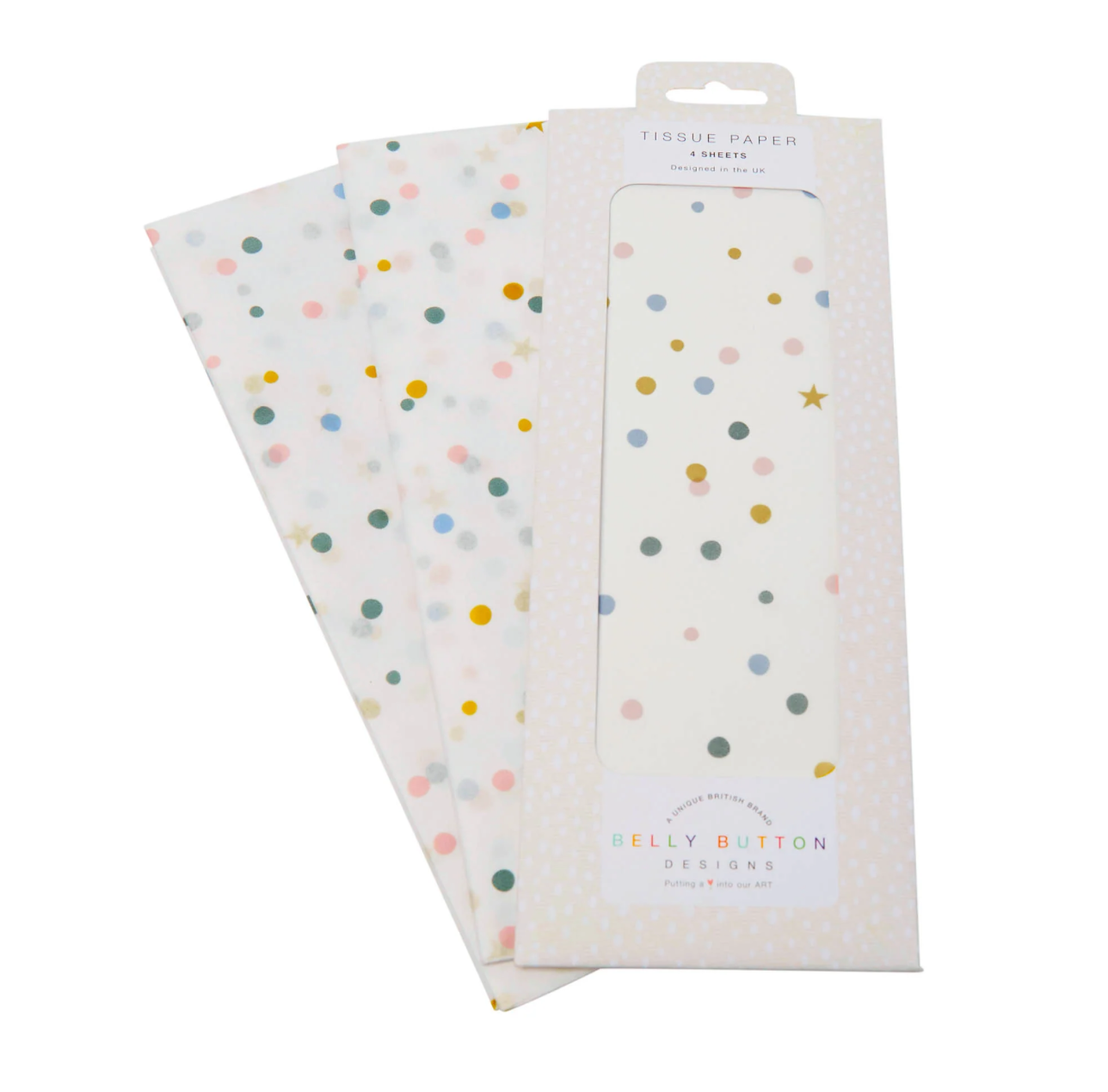 Spots & Stars Confetti Print - Pack of 4 Tissue Sheets - Belly Button