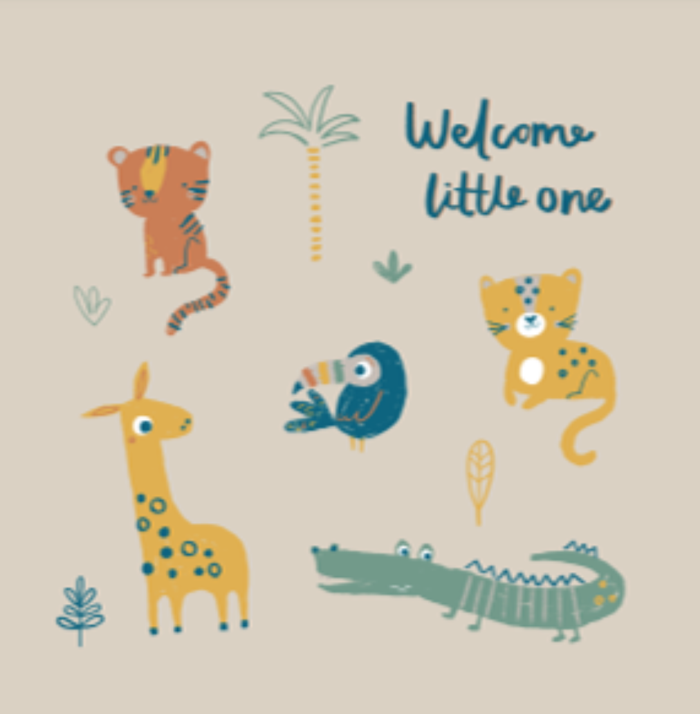 Ziggle Savanna Animals Welcome Little One Card