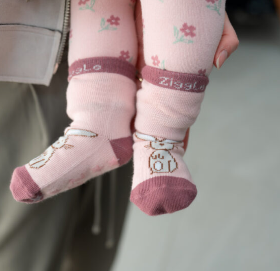 Ziggle Bunnies & Flowers Boxed Sock Set - 0-6 Months- Set of 4