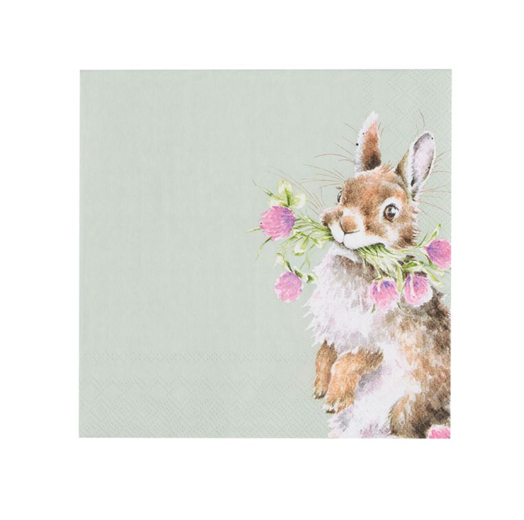 Wrendale 'Head Clover Heels' Rabbit Cocktail Napkins - (Pack 20)