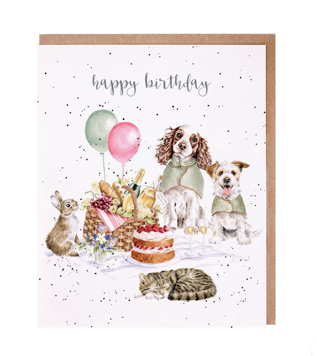 'The Hoppy Picnic' Rabbit Cat & Dog Birthday Card - Wrendale Designs