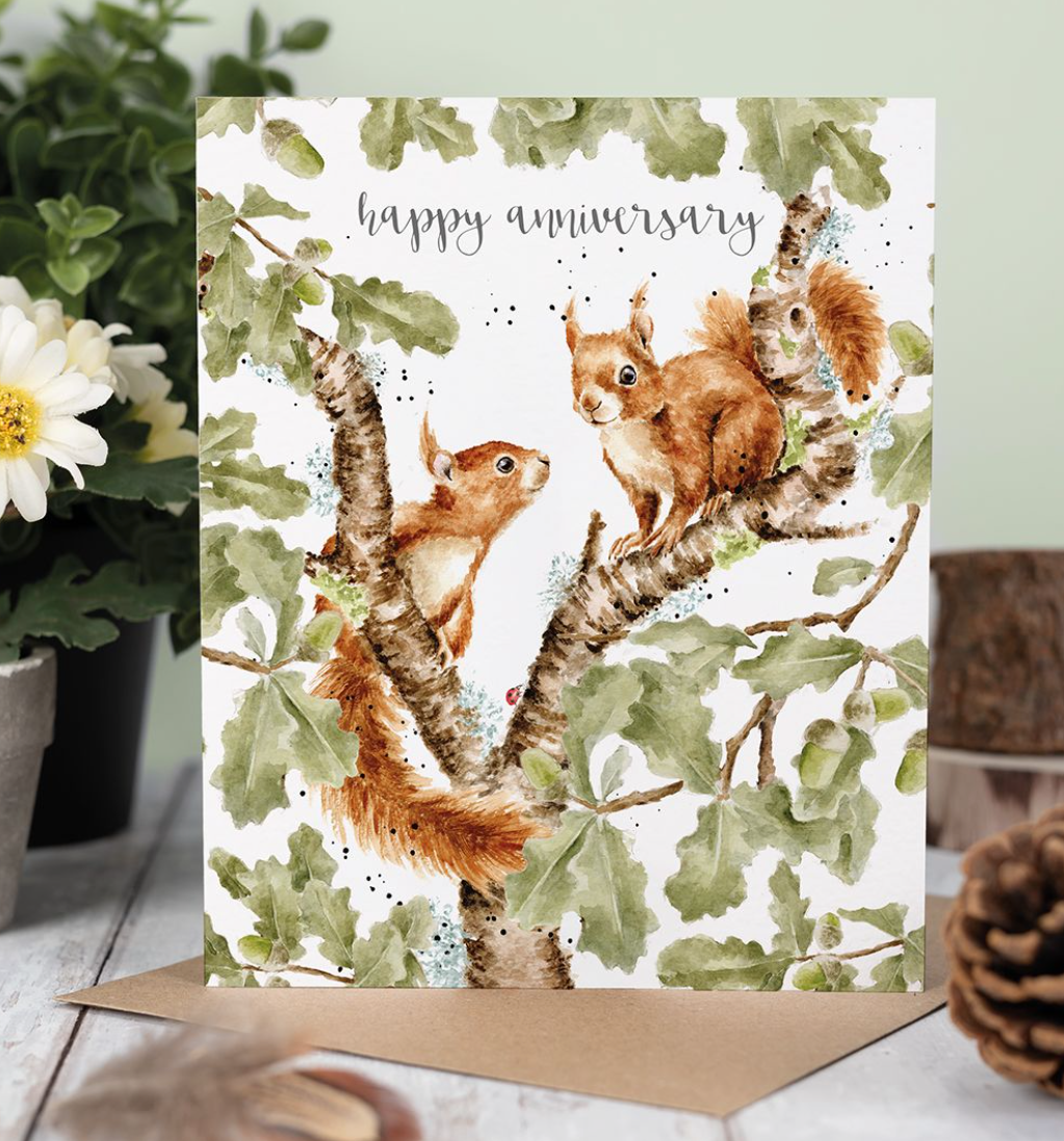 'Another Year Squirrelling Around' Squirrel Anniversary Card - Wrendale Designs