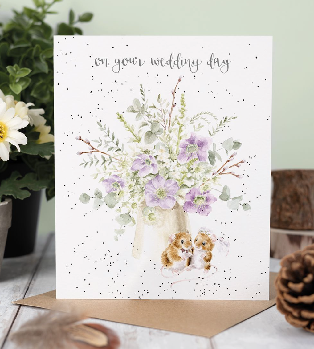 'Squeak-Hearts' Mouse Wedding Day Card - Wrendale Designs
