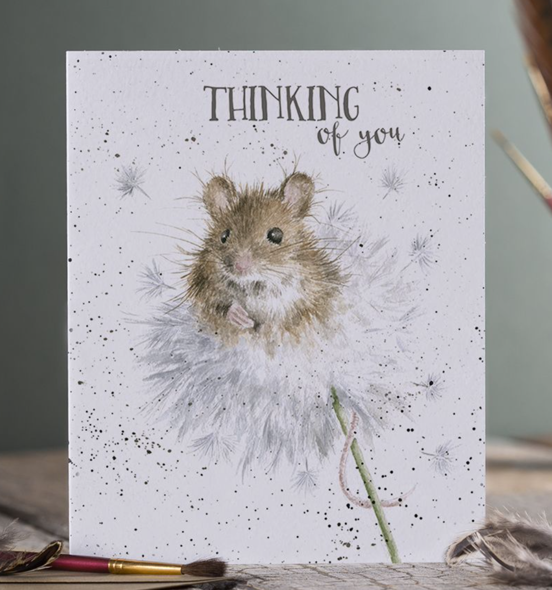 'Dandelion' Mouse Thinking of You Blank Card - Wrendale Designs