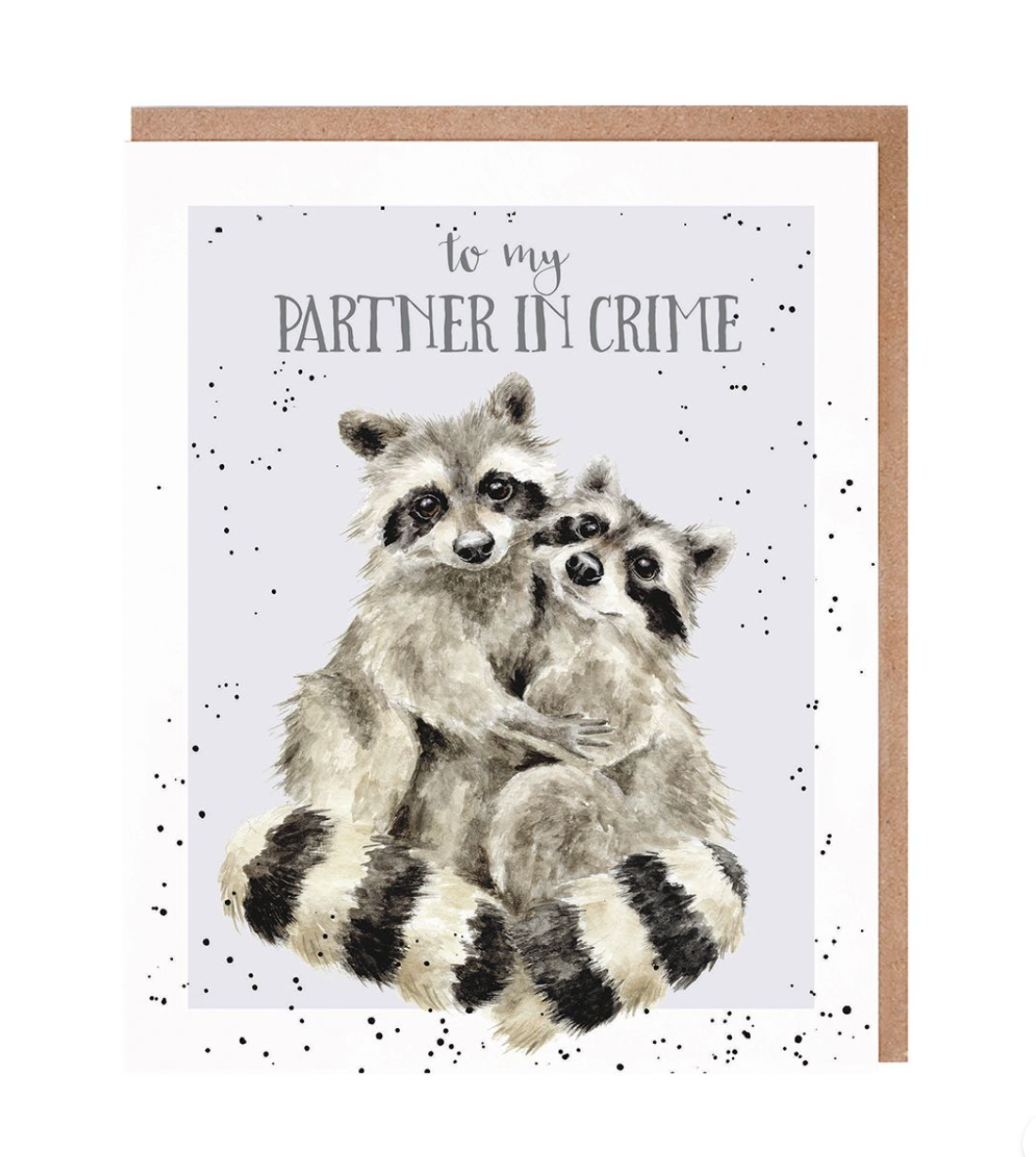 'Partners in Crime' Racoon Blank Card - Wrendale Designs