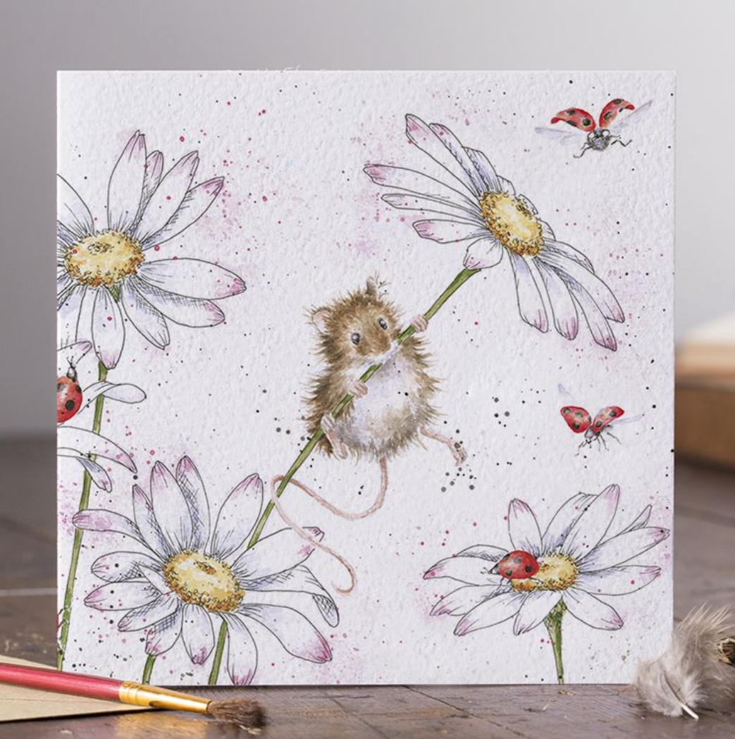 'Oops a Daisy' Mouse Blank Card - Wrendale Designs