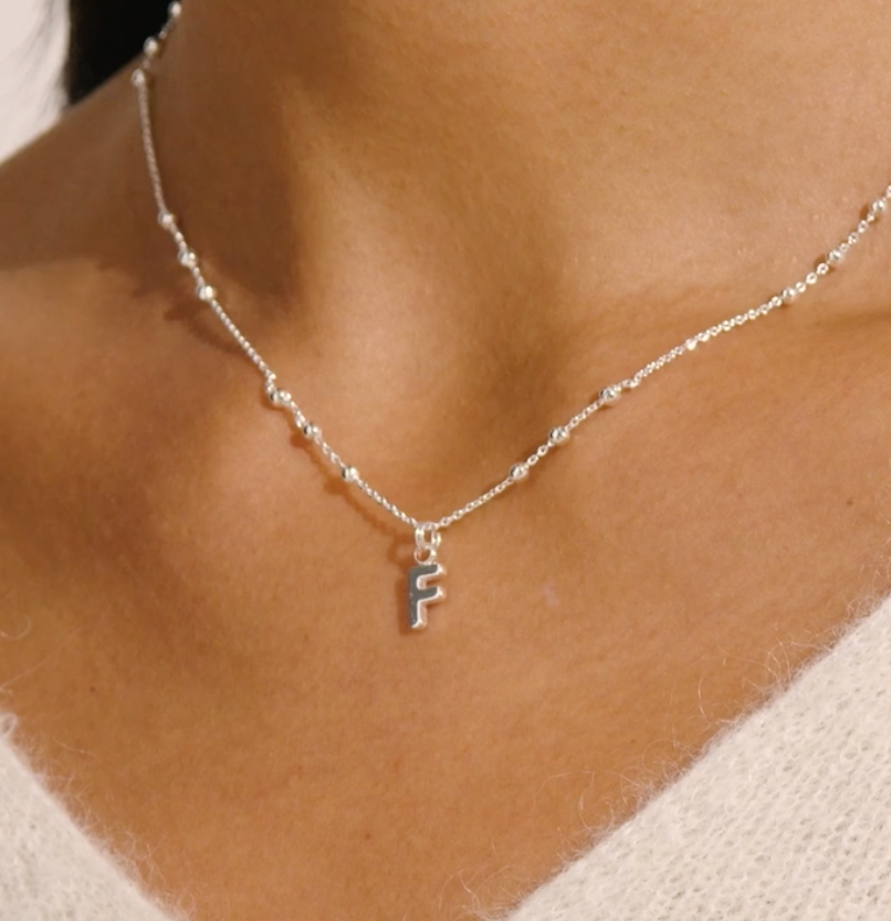 Joma Jewellery Alphabet - A Little - F - Silver Plated Necklace