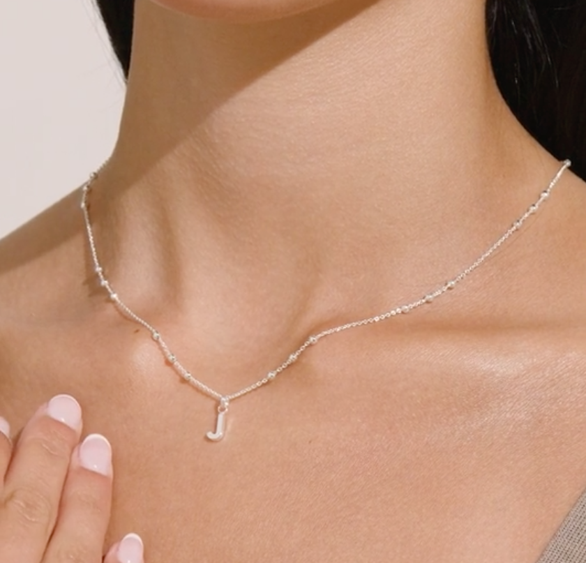 Joma Jewellery Alphabet - A Little - J - Silver Plated Necklace