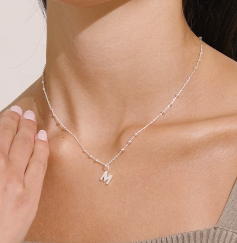 Joma Jewellery Alphabet - A Little - M - Silver Plated Necklace