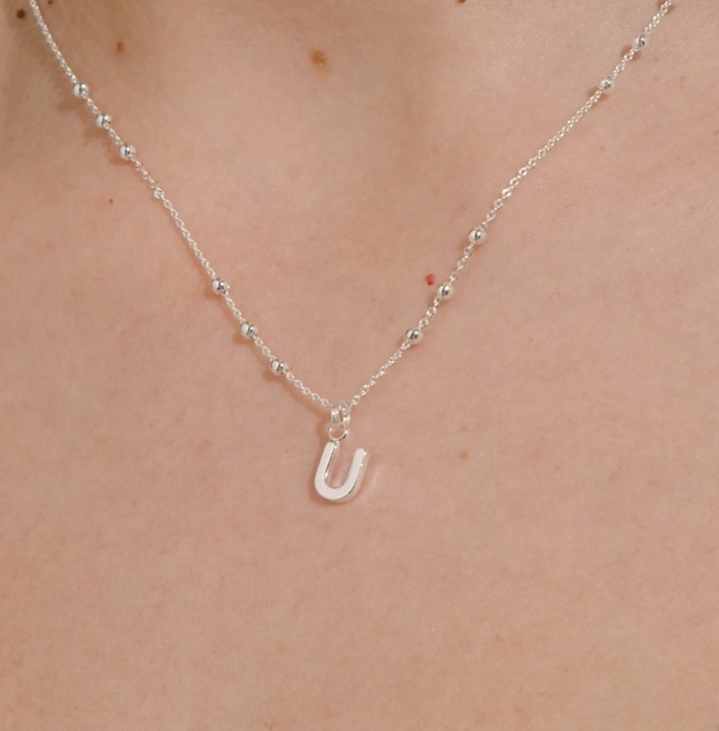 Joma Jewellery Alphabet - A Little - U - Silver Plated Necklace