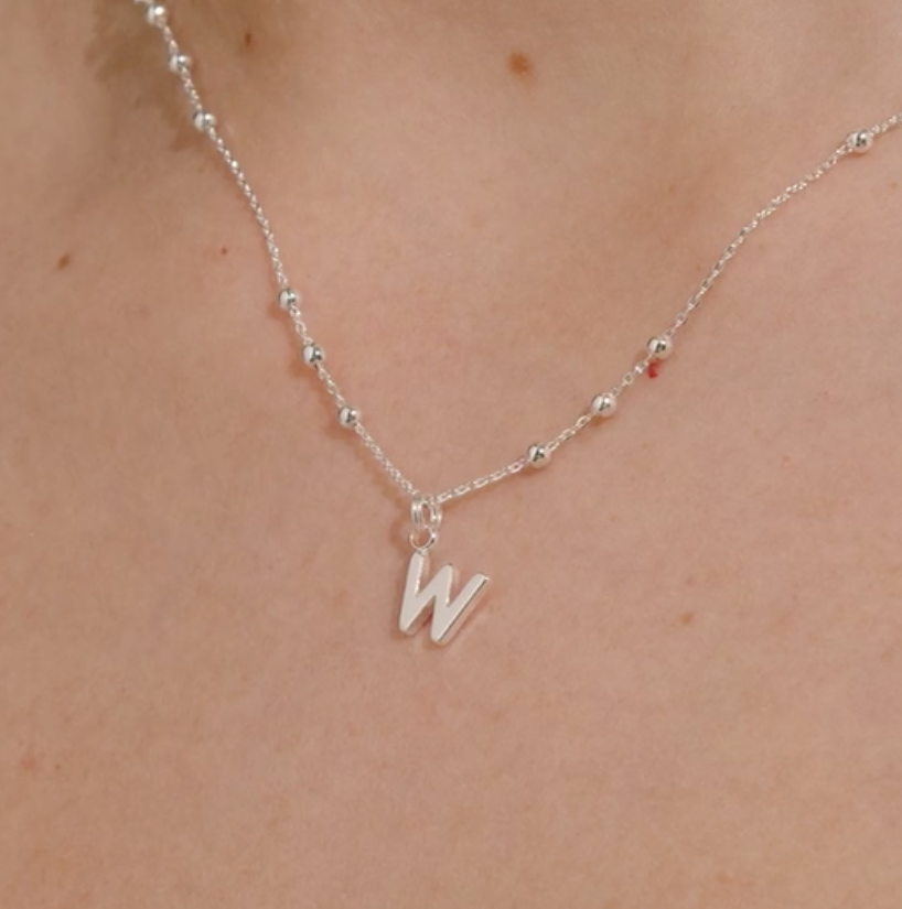 Joma Jewellery Alphabet- A Little - W - Silver Plated Necklace