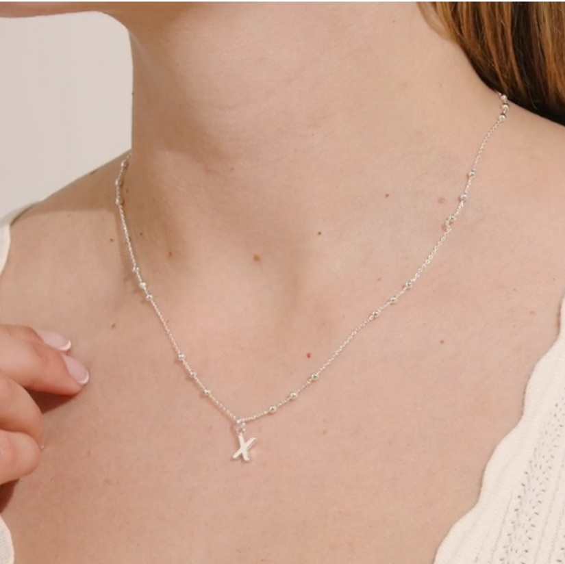 Joma Jewellery Alphabet - A Little - X - Silver Plated Necklace