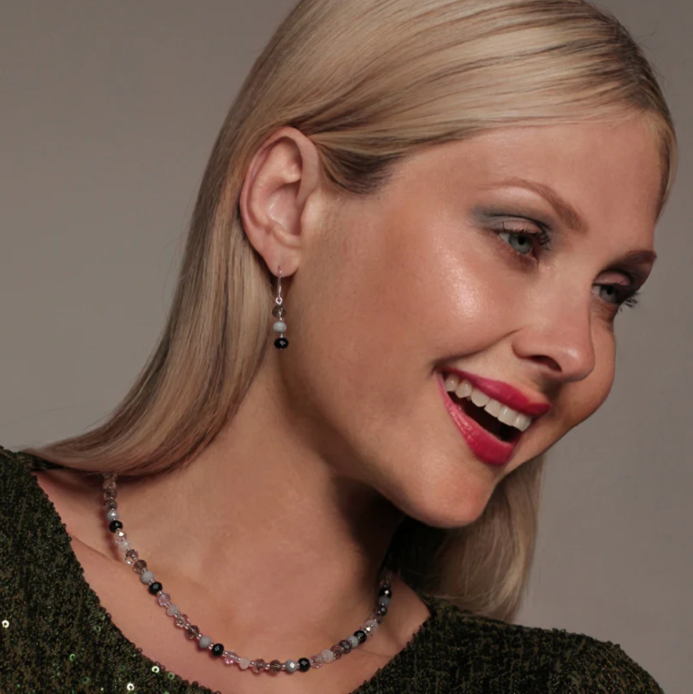 Carrie Elspeth Stellar Crystal Beaded Full Necklace - Black/Grey Multi
