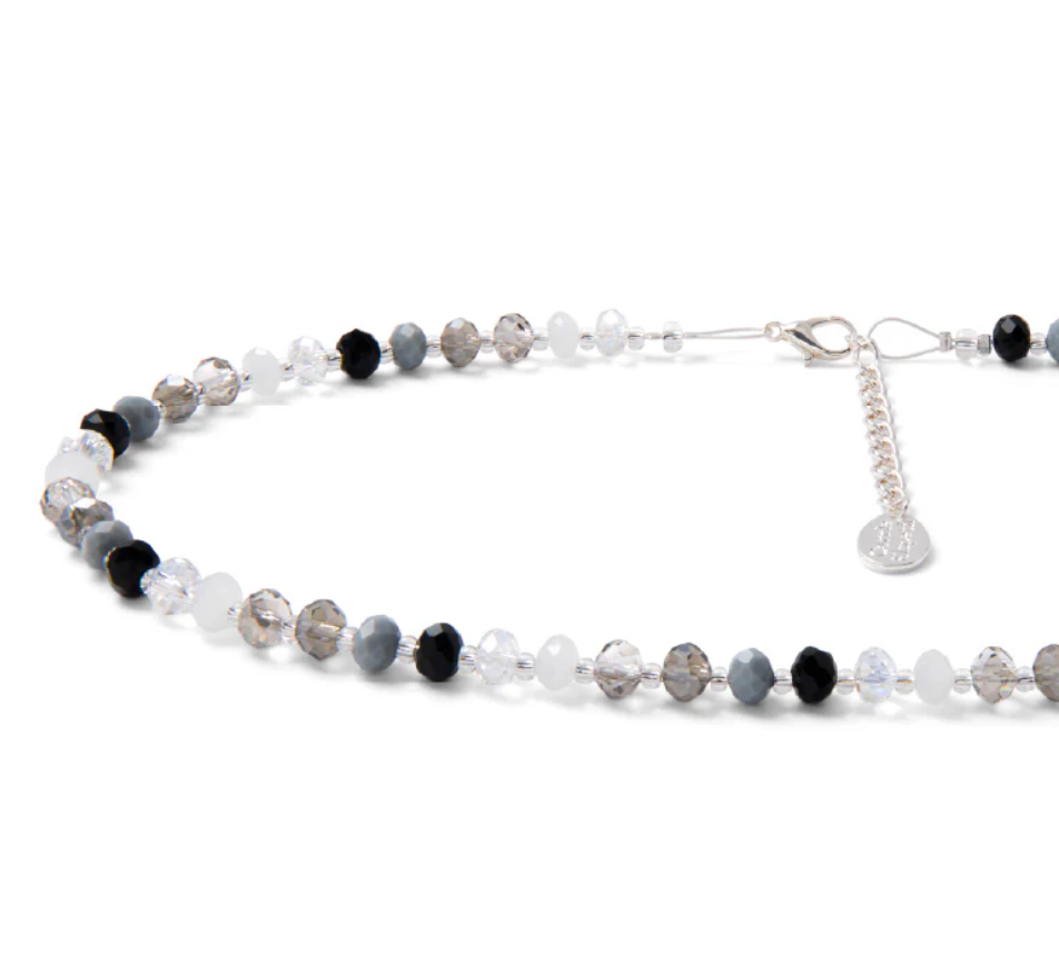 Carrie Elspeth Stellar Crystal Beaded Full Necklace - Black/Grey Multi