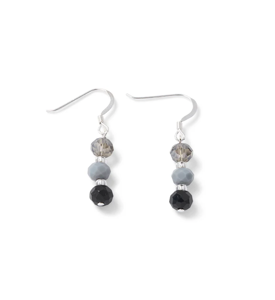 Carrie Elspeth Stellar Crystal Beaded Sterling Silver Drop Earrings - Black/Grey Multi