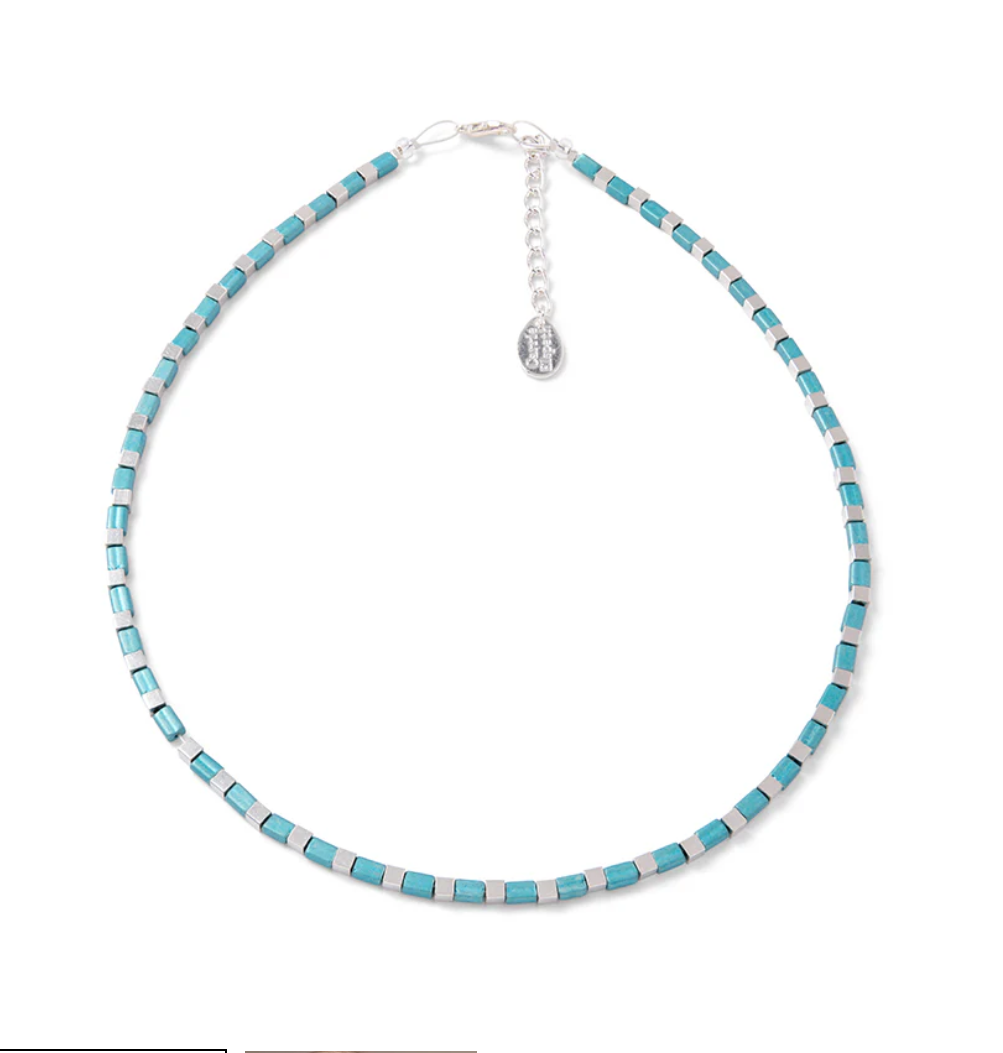 Carrie Elspeth Turquoise Gleam Beaded Full Necklace - Turquoise/Silver