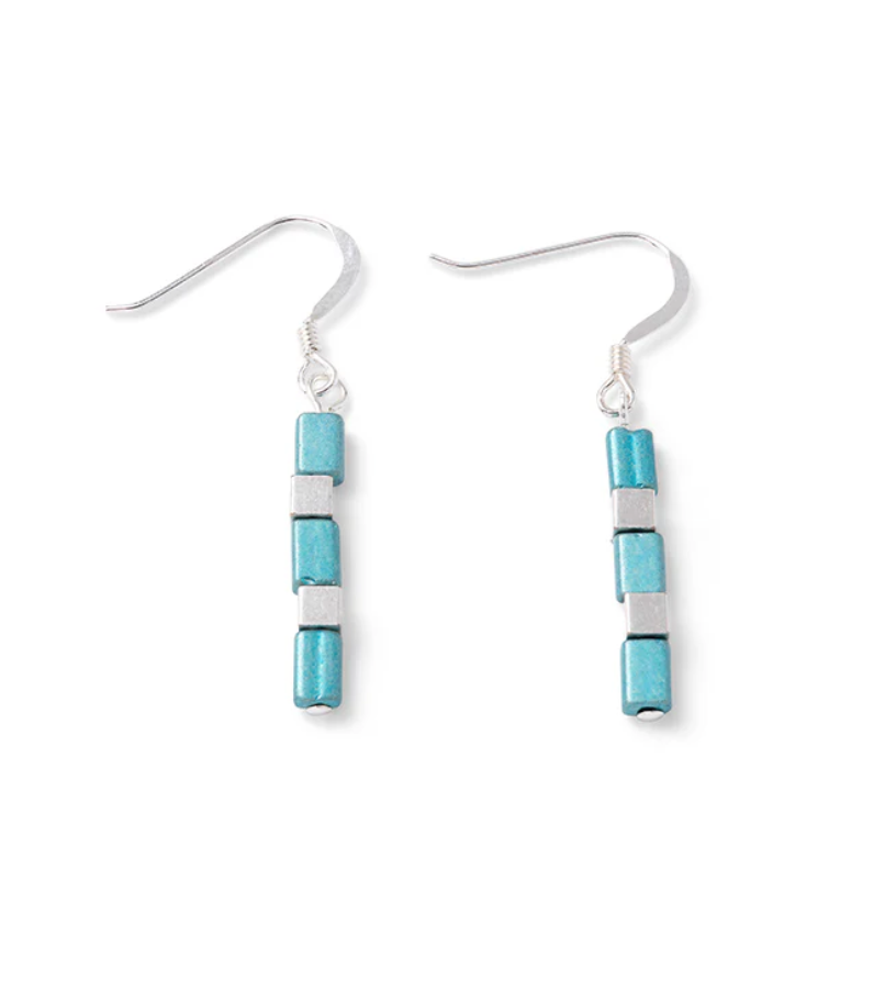 Carrie Elspeth Turquoise Gleam Sterling Silver Drop Earrings - Turquoise/Silver