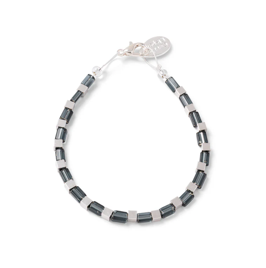 Carrie Elspeth Graphite Gleam Beaded Bracelet - Charcoal Grey/Silver