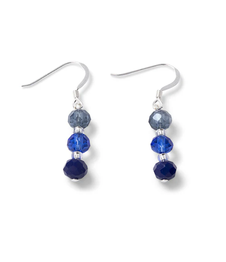 Carrie Elspeth Stellar Crystal Beaded Sterling Silver Drop Earrings - Blue