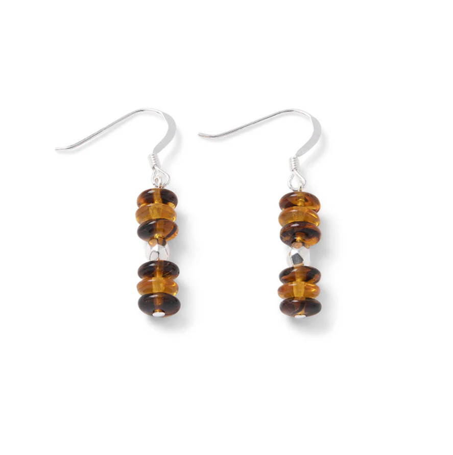 Carrie Elspeth Celestial Discs Beaded Drop Earrings - Amber