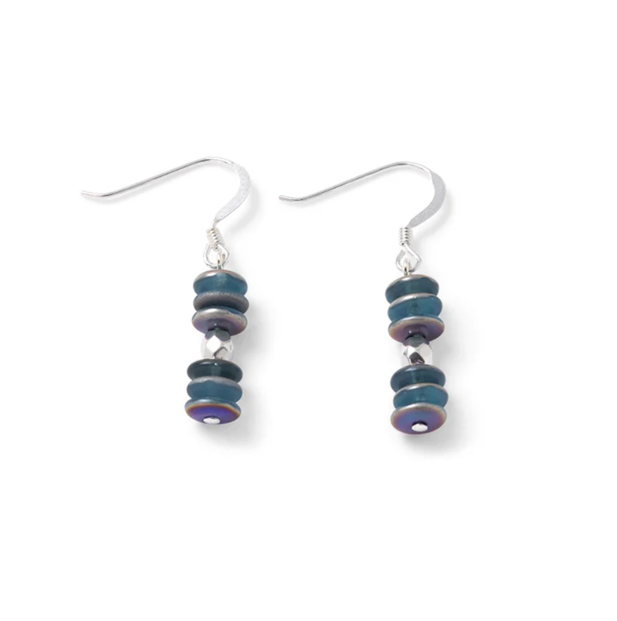 Carrie Elspeth Celestial Discs Beaded Drop Earrings - Aqua Blue