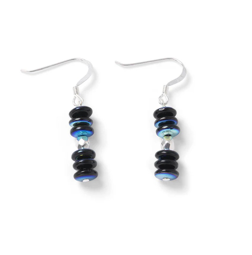 Carrie Elspeth Celestial Discs Beaded Drop Earrings - Night Time Blue
