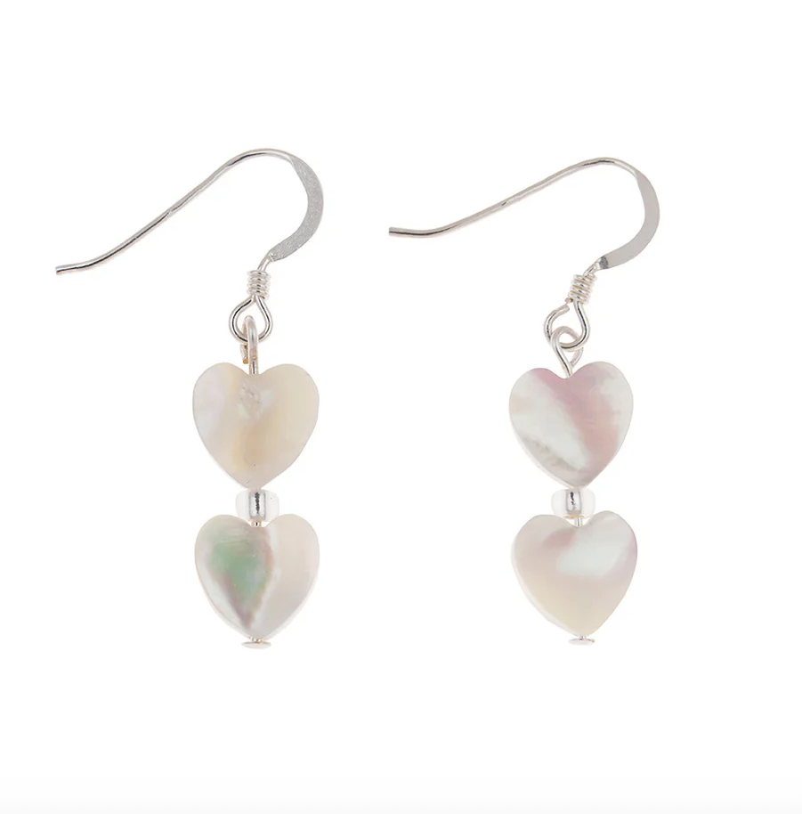 Carrie Elspeth Shell Heart Drop Earrings - Ivory Shimmer