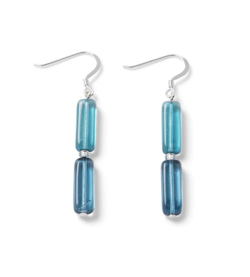 Carrie Elspeth Winter Elements Beaded Drop Earrings - Blue