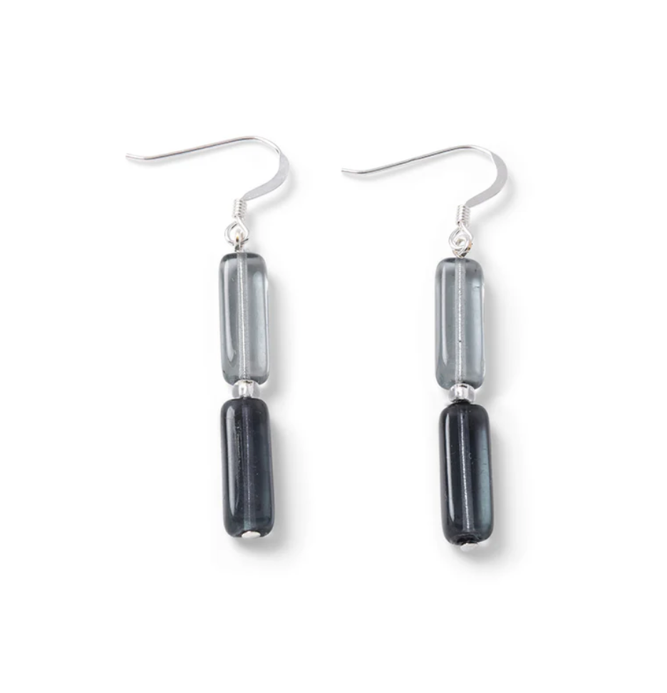Carrie Elspeth Winter Elements Beaded Drop Earrings - Silver/Grey