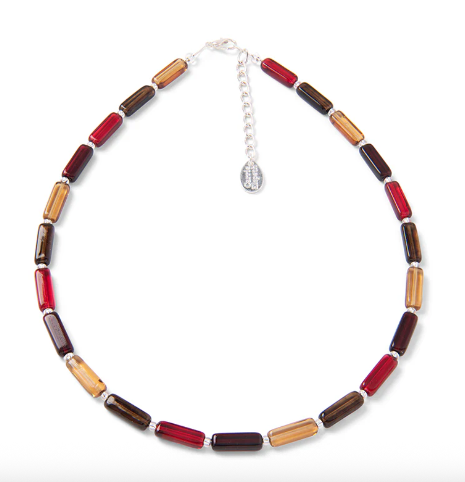 Carrie Elspeth Autumn Elements Beaded Full Necklace - Red/Brown