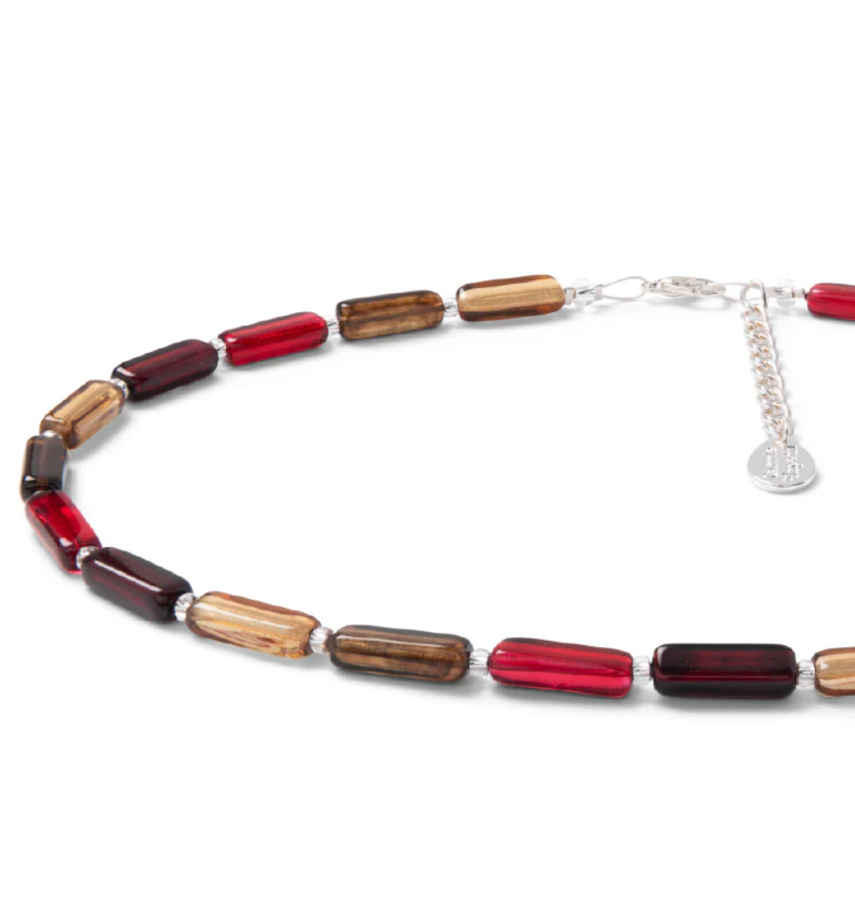 Carrie Elspeth Autumn Elements Beaded Full Necklace - Red/Brown