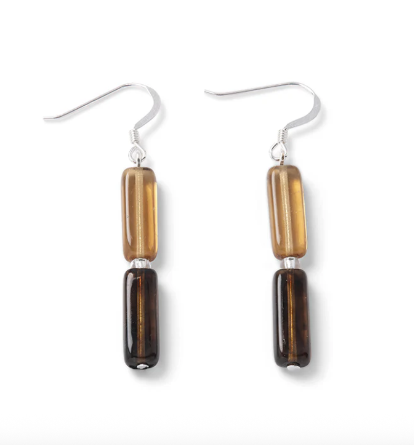 Carrie Elspeth Autumn Elements Beaded Drop Earrings - Brown