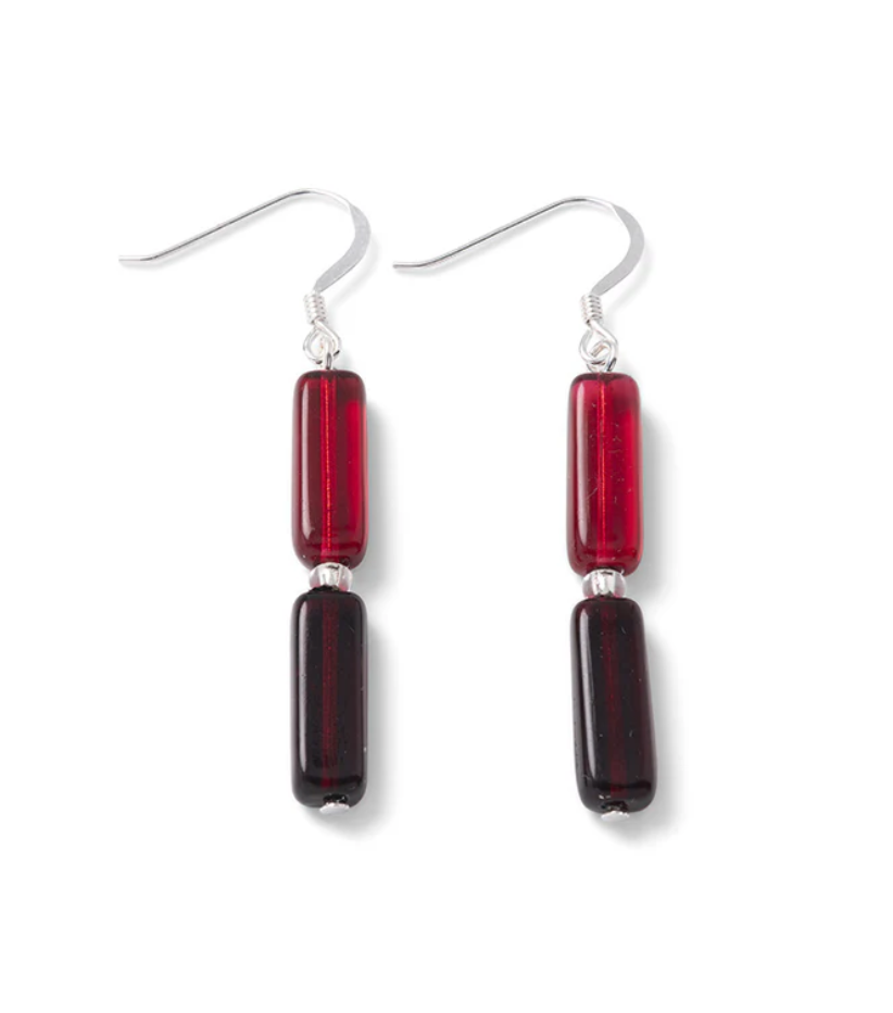 Carrie Elspeth Autumn Elements Beaded Drop Earrings - Red