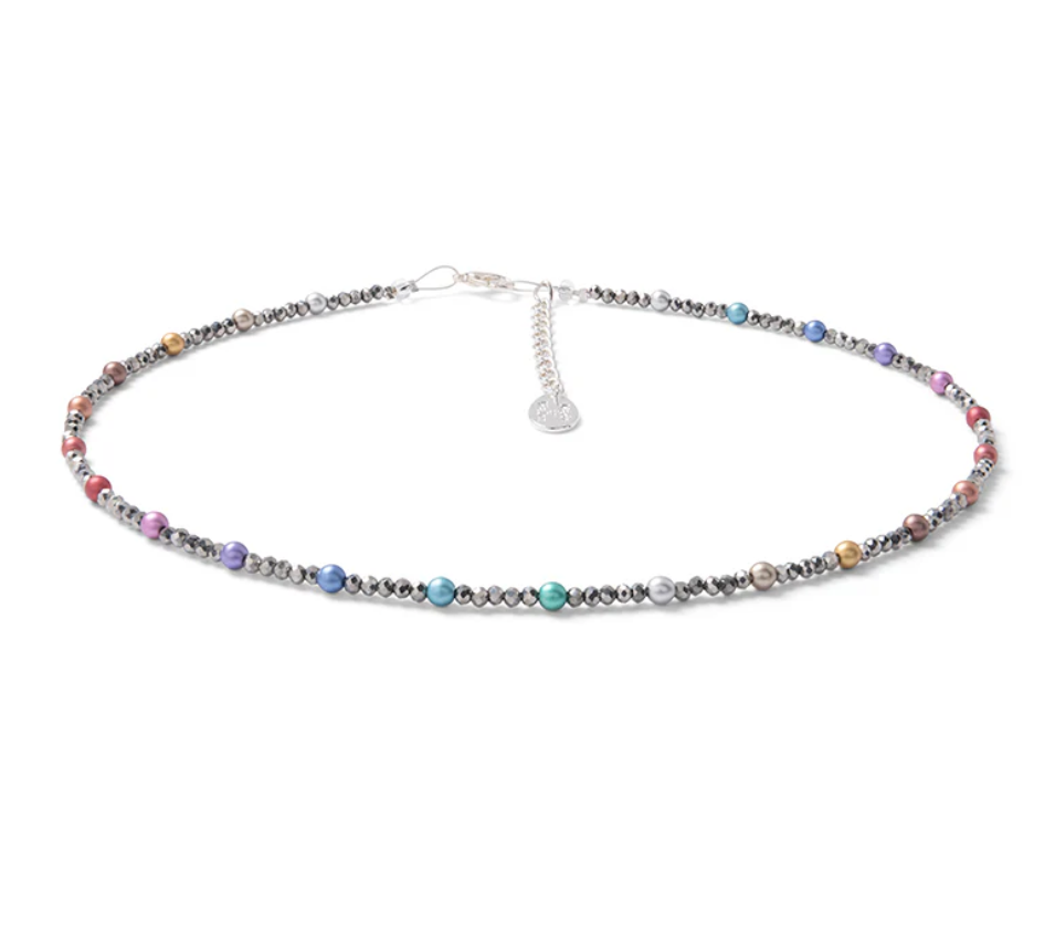 Carrie Elspeth Pearl Rainbow Crystal Beaded Full Necklace - Multi/Silver Sparkle