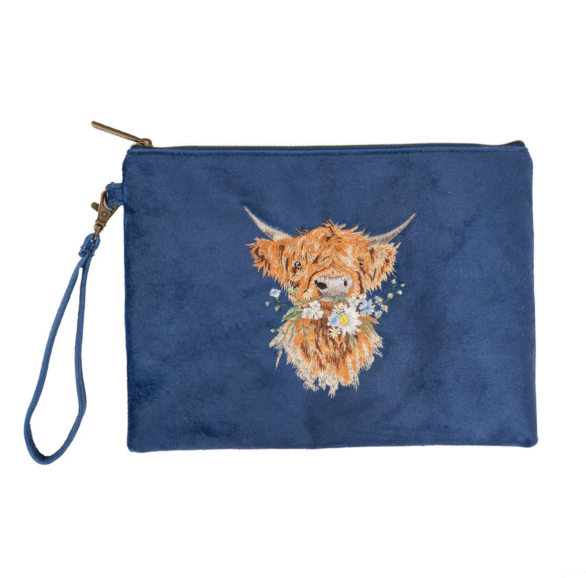 Wrendale Highland Cow Large Pouch - Navy